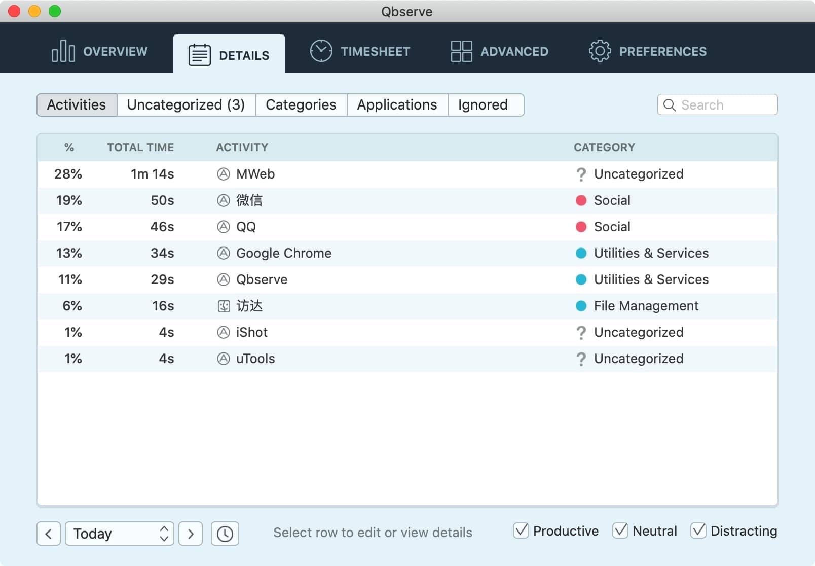 Qbserve for mac 1.9 mac时间统计管理-Empower资源站 Qbserve for mac 1.9 mac时间统计管理-Empower资源站